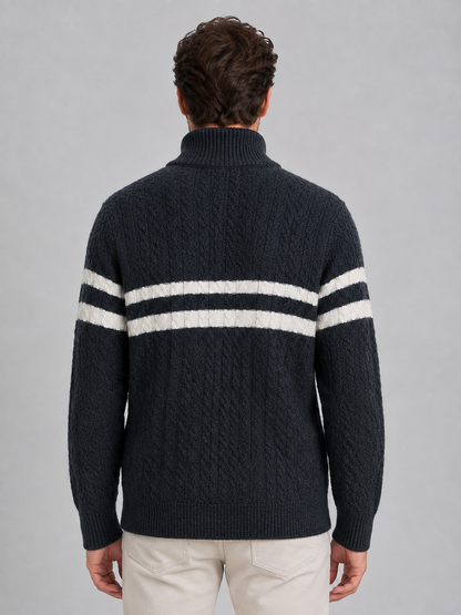 Men's Classic Wool Cable Knit Half-Zip Jumper