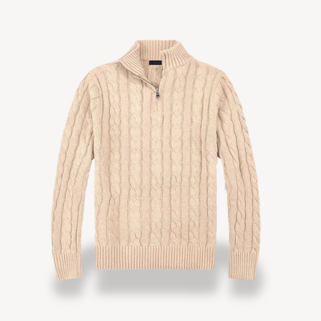 Classic Fit Knit Quarter Zip Sweater
