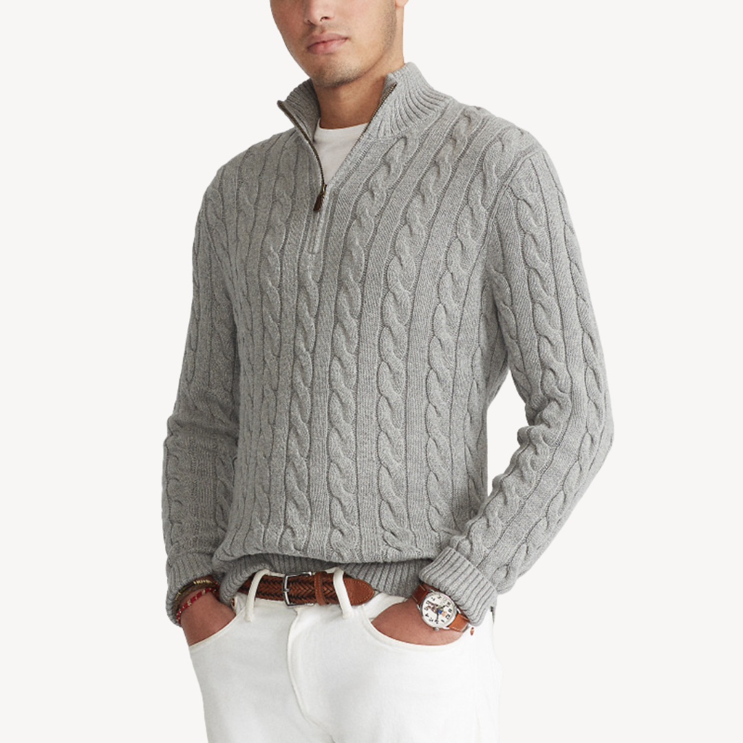 Classic Fit Knit Quarter Zip Sweater