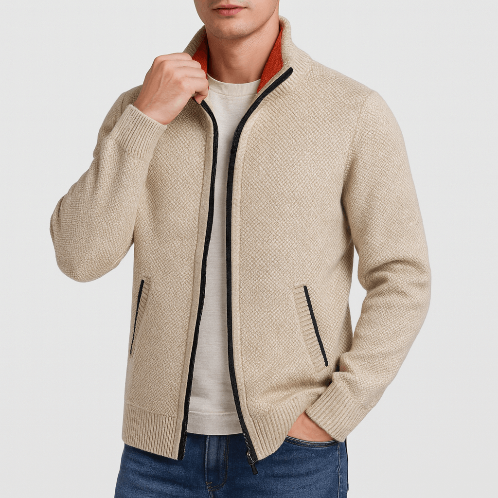Men's Quilted Fleece Zipper Neck Jacket - OutfitLondon