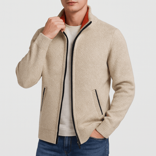 Men's Quilted Fleece Zipper Neck Jacket - OutfitLondon