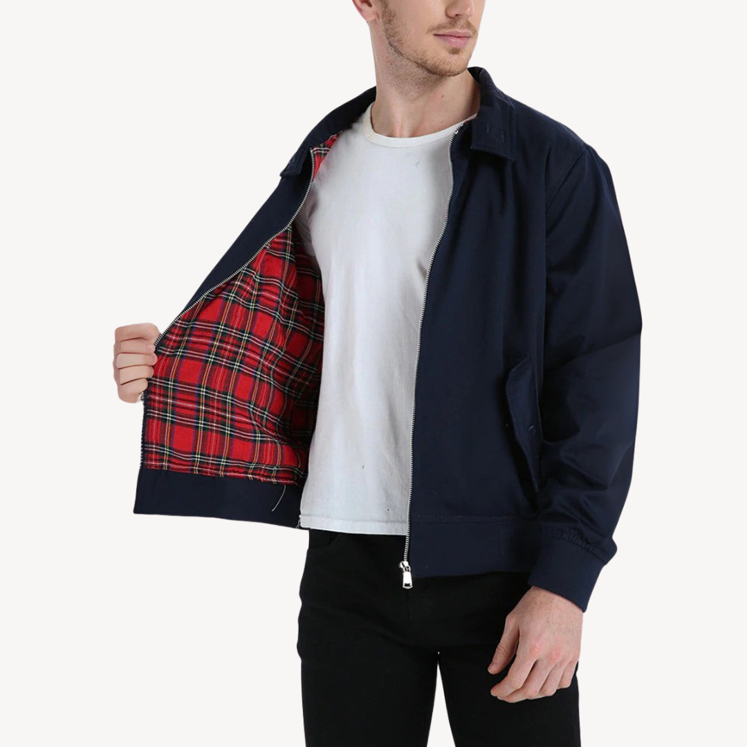 Traditional Plaid Mens Harrington Coat