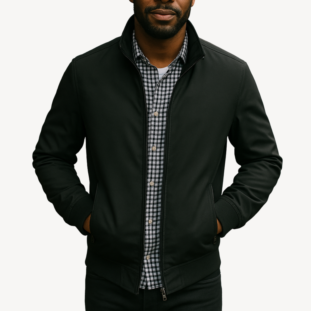 Slim Fit Quilted Plaid Bomber Coat