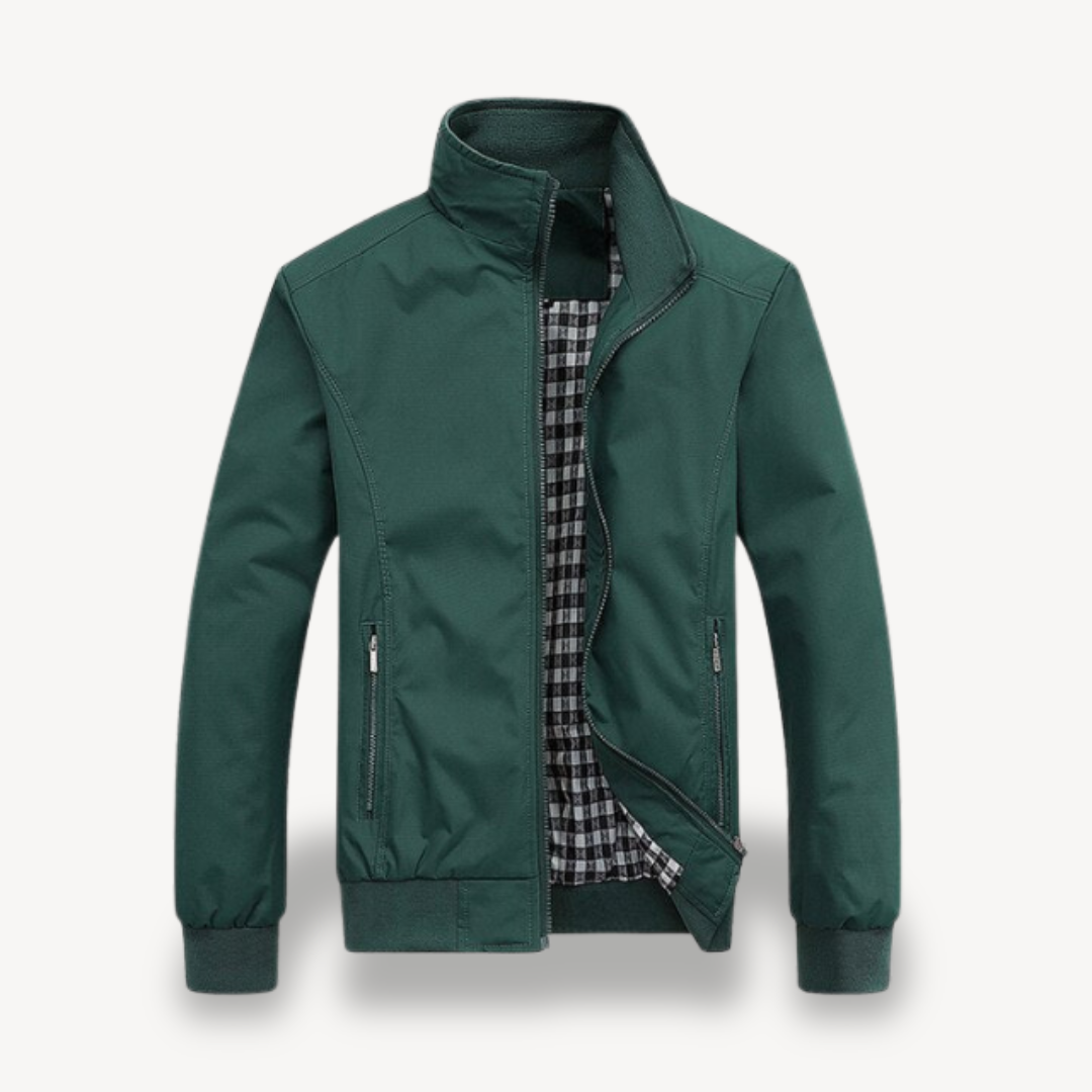 Slim Fit Quilted Plaid Bomber Coat
