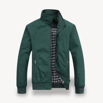 Slim Fit Quilted Plaid Bomber Coat