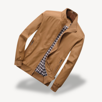 Slim Fit Quilted Plaid Bomber Coat