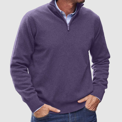 Classic Men's Textured Zip Sweater