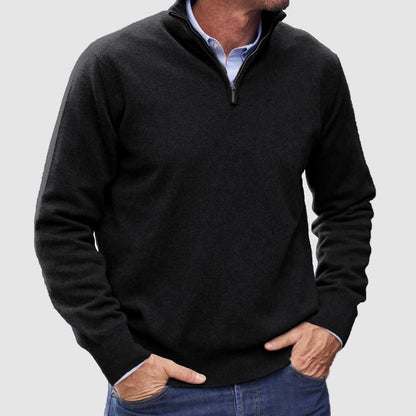 Classic Men's Textured Zip Sweater