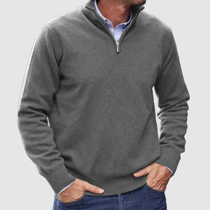 Classic Men's Textured Zip Sweater