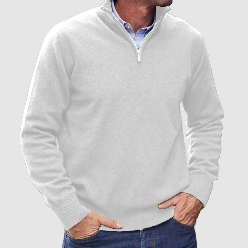 Classic Men's Textured Zip Sweater