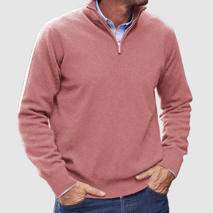 Classic Men's Textured Zip Sweater