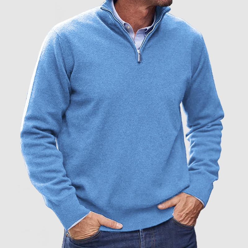 Classic Men's Textured Zip Sweater
