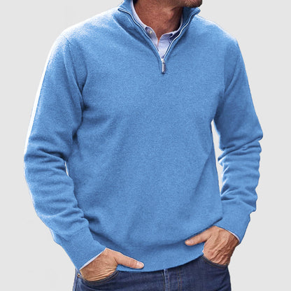 Classic Men's Textured Zip Sweater