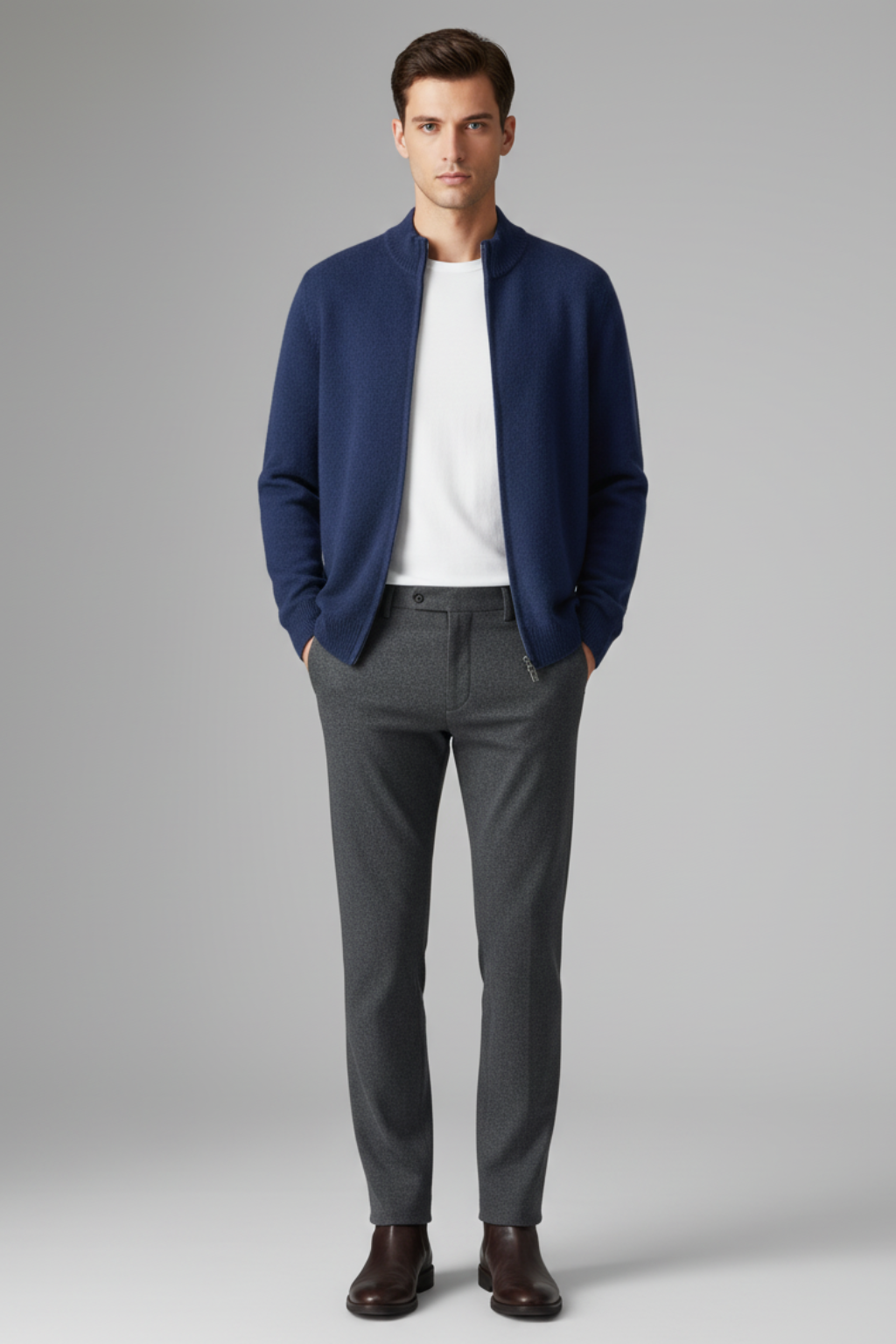 Men's Button Front Long Sleeve Sweater Cardigan - OutfitLondon
