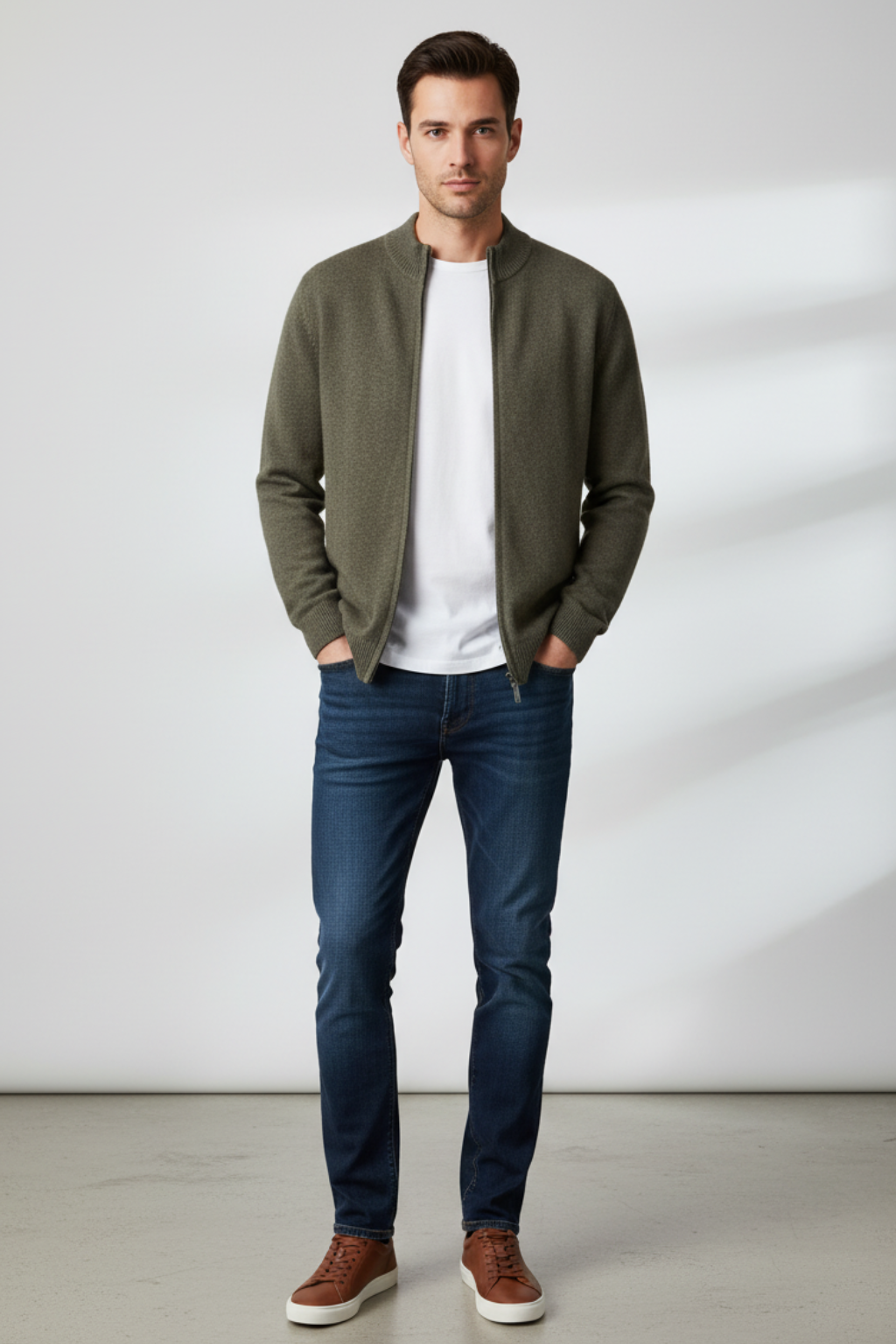 Men's Button Front Long Sleeve Sweater Cardigan