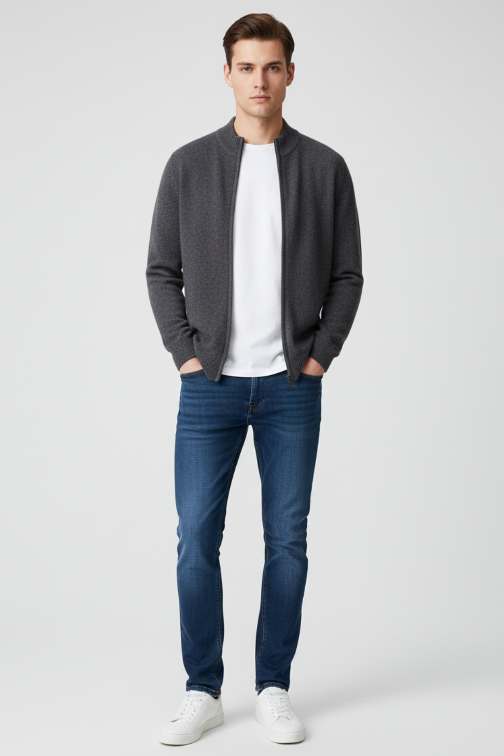 Men's Button Front Long Sleeve Sweater Cardigan