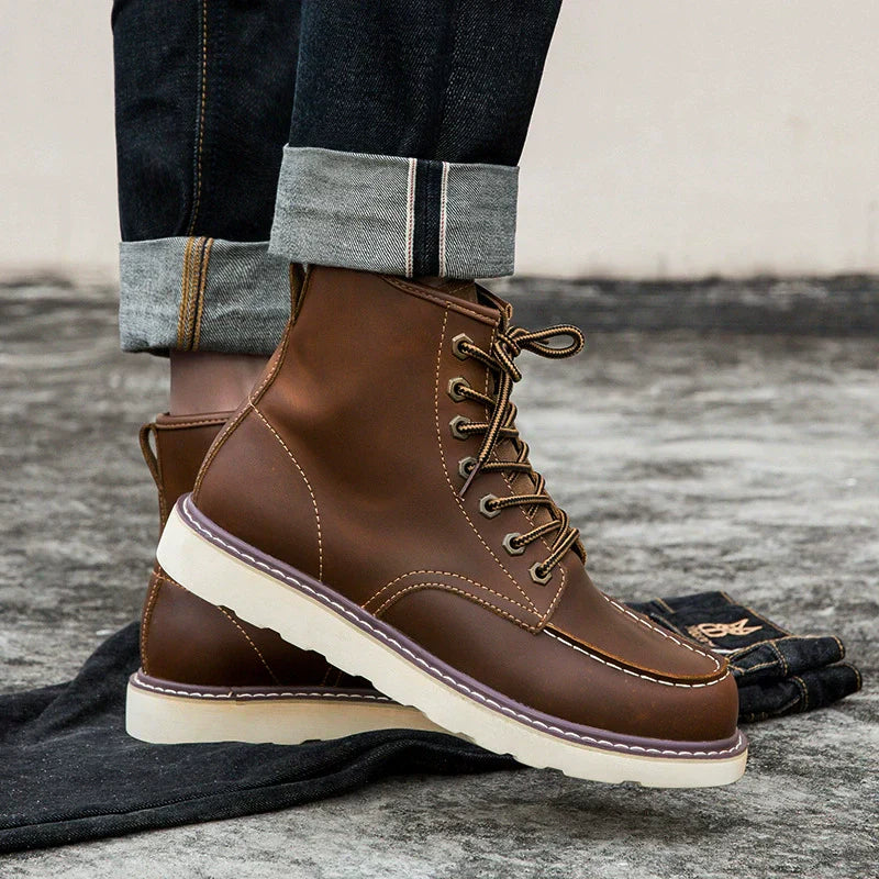 Tough Waterproof Leather Hiking Ankle Boots