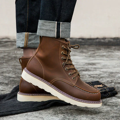 Tough Waterproof Leather Hiking Ankle Boots