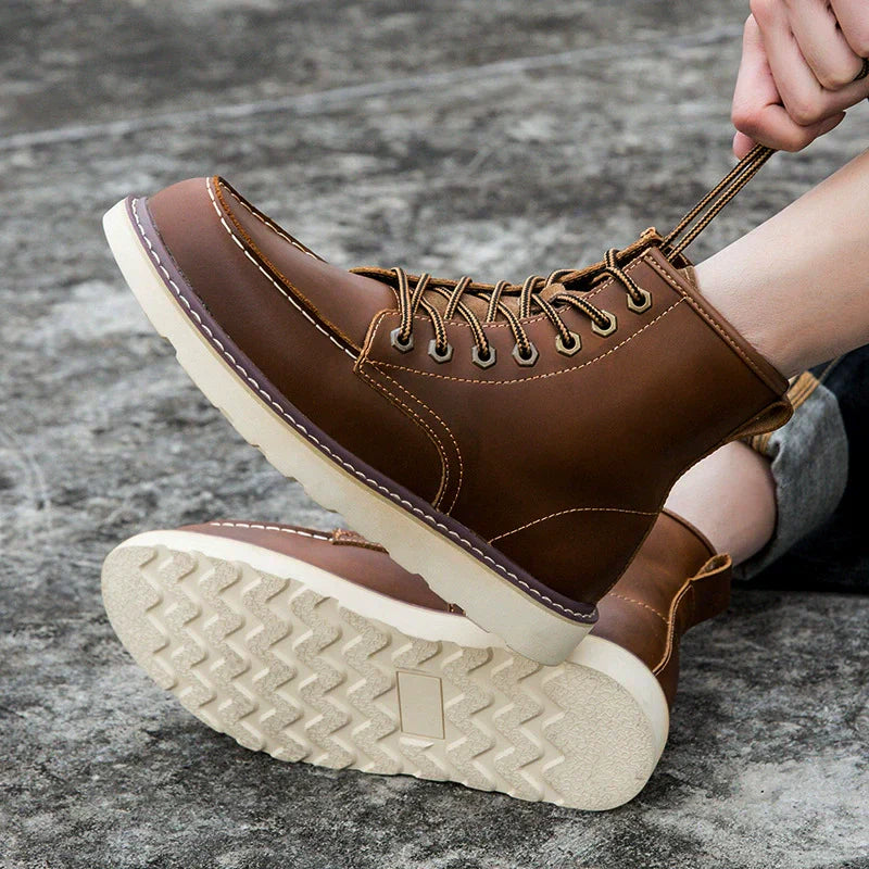 Tough Waterproof Leather Hiking Ankle Boots