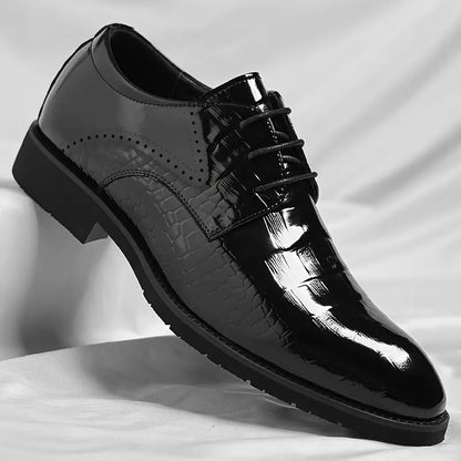 Men's Classic Black Leather Oxfords - Shine Lace Up Shoes