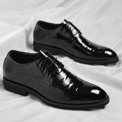 Men's Classic Black Leather Oxfords - Shine Lace Up Shoes - OutfitLondon
