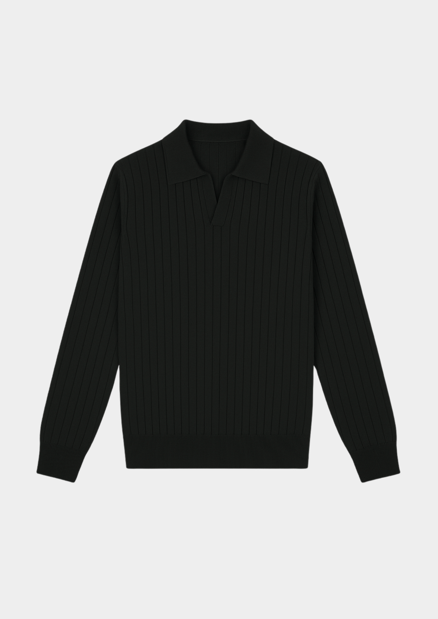 Classic Dark Grey Crew Neck Polo Sweater