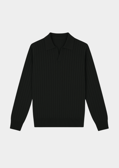 Classic Dark Grey Crew Neck Polo Sweater