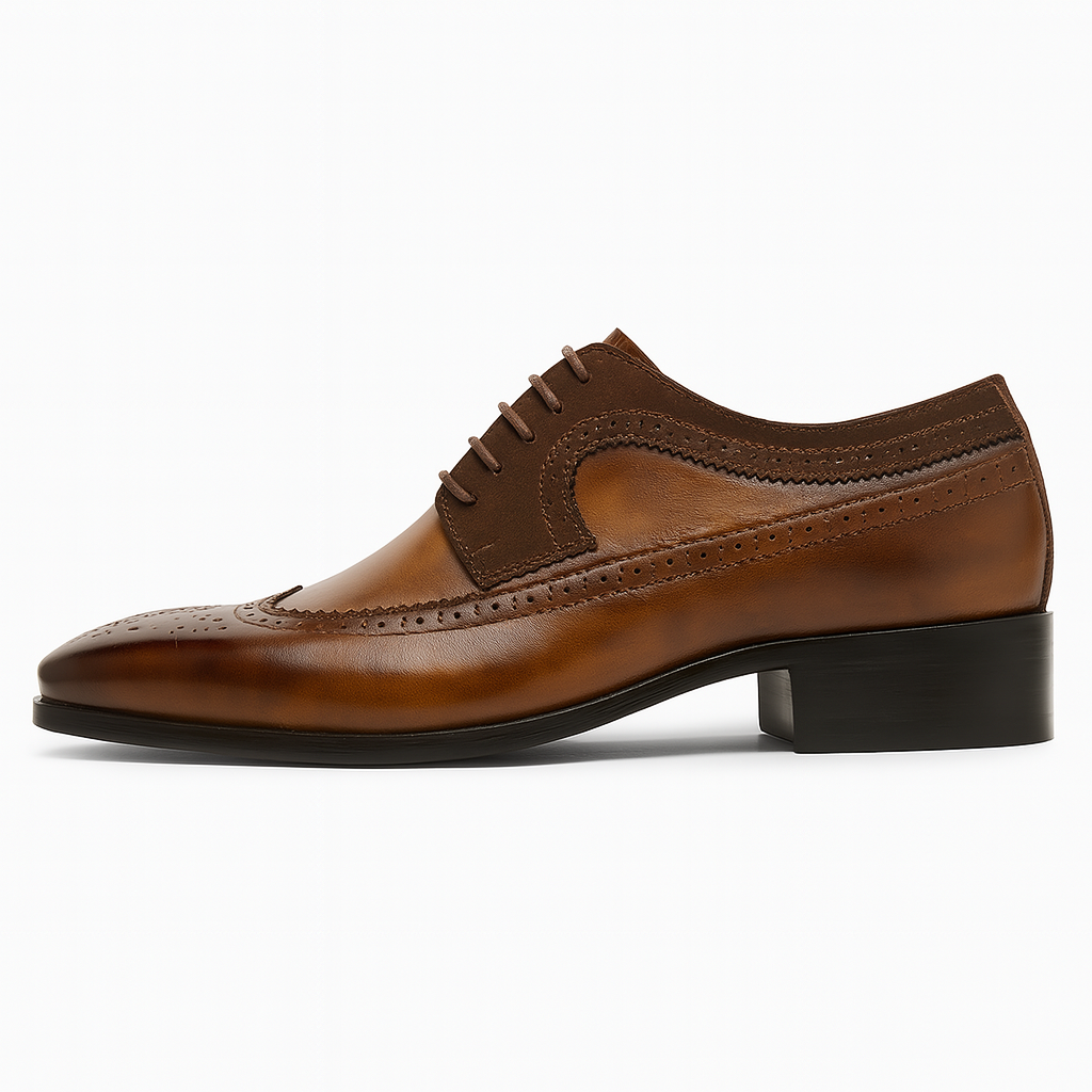 Classic Brown Leather Wingtip Shoes