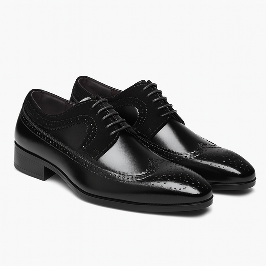 Classic Brown Leather Wingtip Shoes - OutfitLondon