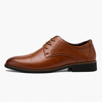 Classic Tan Leather Dress Shoes - Elegant Lace Up Oxfords - OutfitLondon