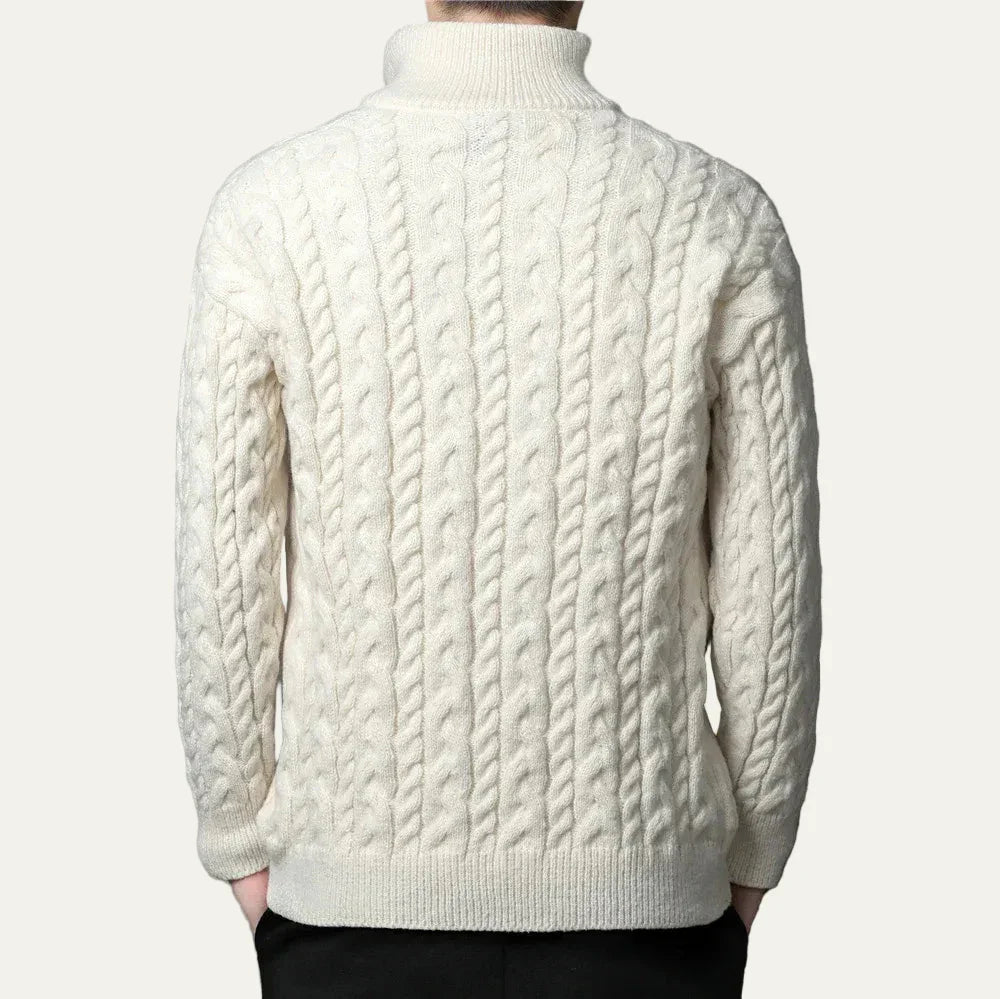 Thick Warm Cable Knit Zip Up Sweater Jacket