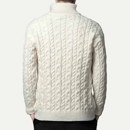 Thick Warm Cable Knit Zip Up Sweater Jacket