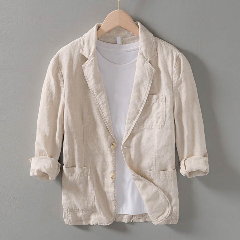 Relaxed Fit Mens Linen Blazer Jacket