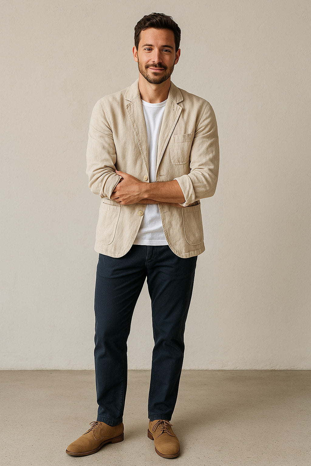 Relaxed Fit Mens Linen Blazer Jacket - OutfitLondon