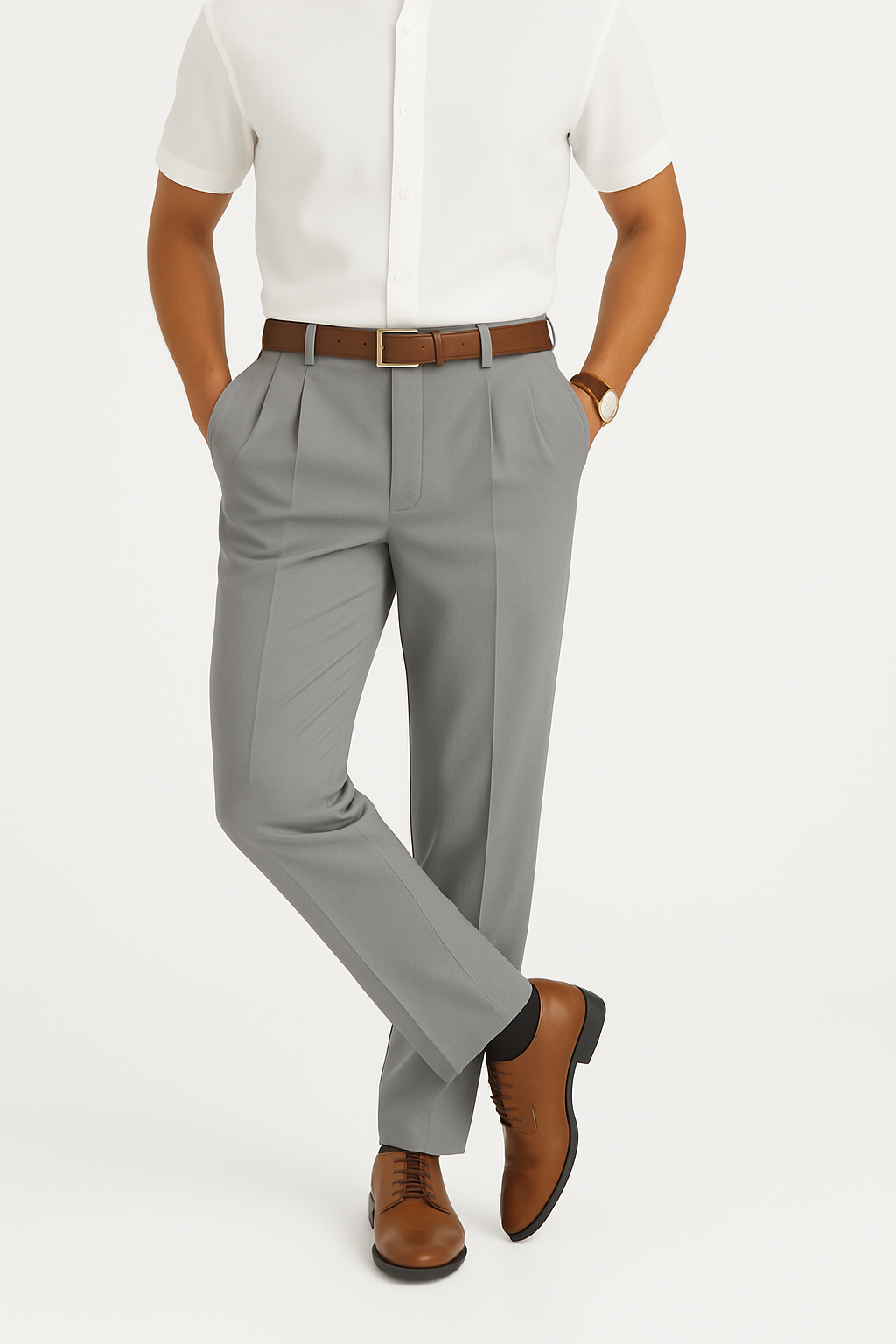 Men's Smart Formal Work Trousers – Slim Fit Style