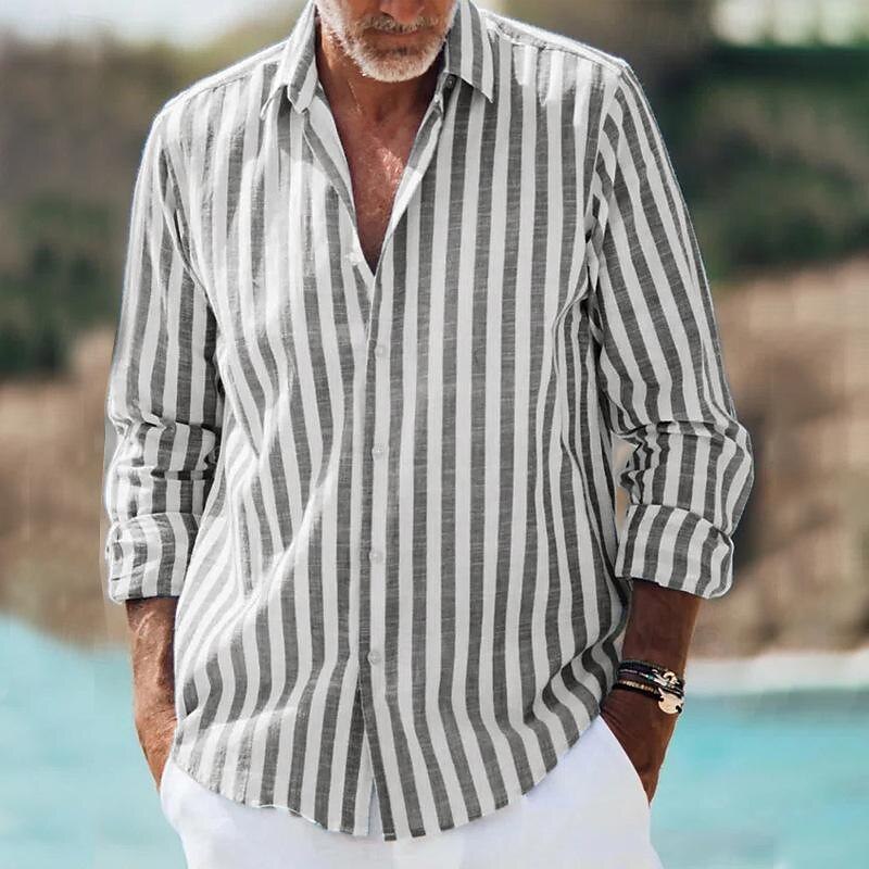 Comfortable Striped Dress Shirt – Classic Long Sleeve Style