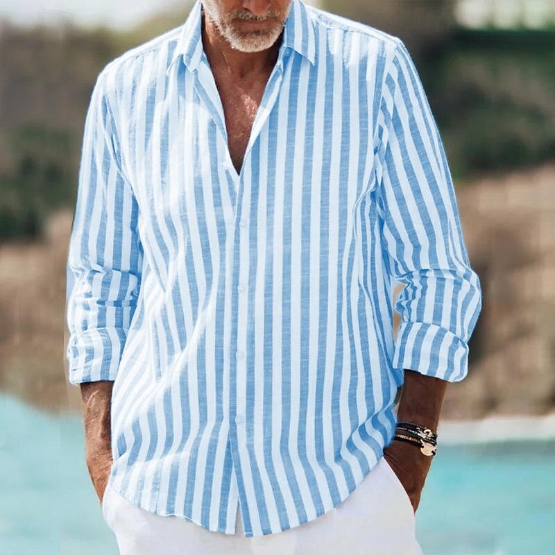 Comfortable Striped Dress Shirt – Classic Long Sleeve Style - OutfitLondon