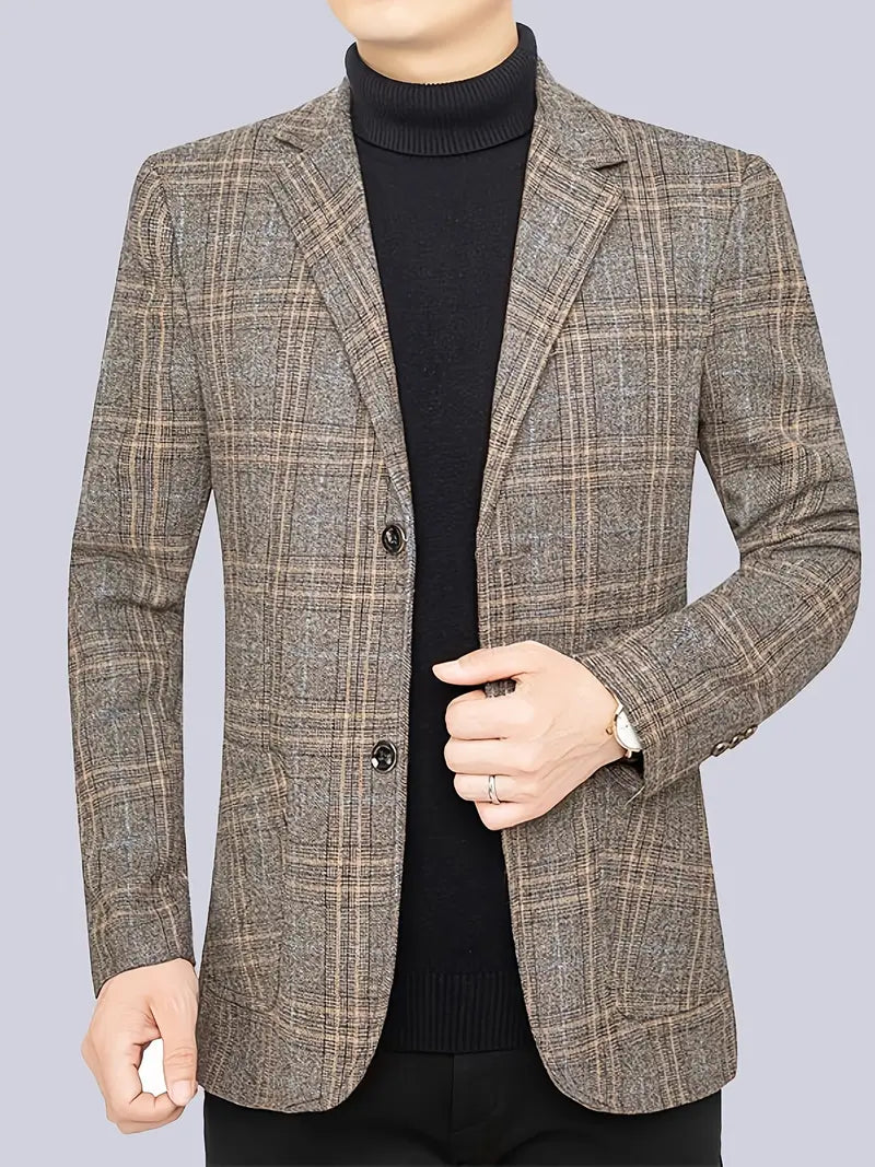 Classic Fit Checked Suit Jacket - OutfitLondon