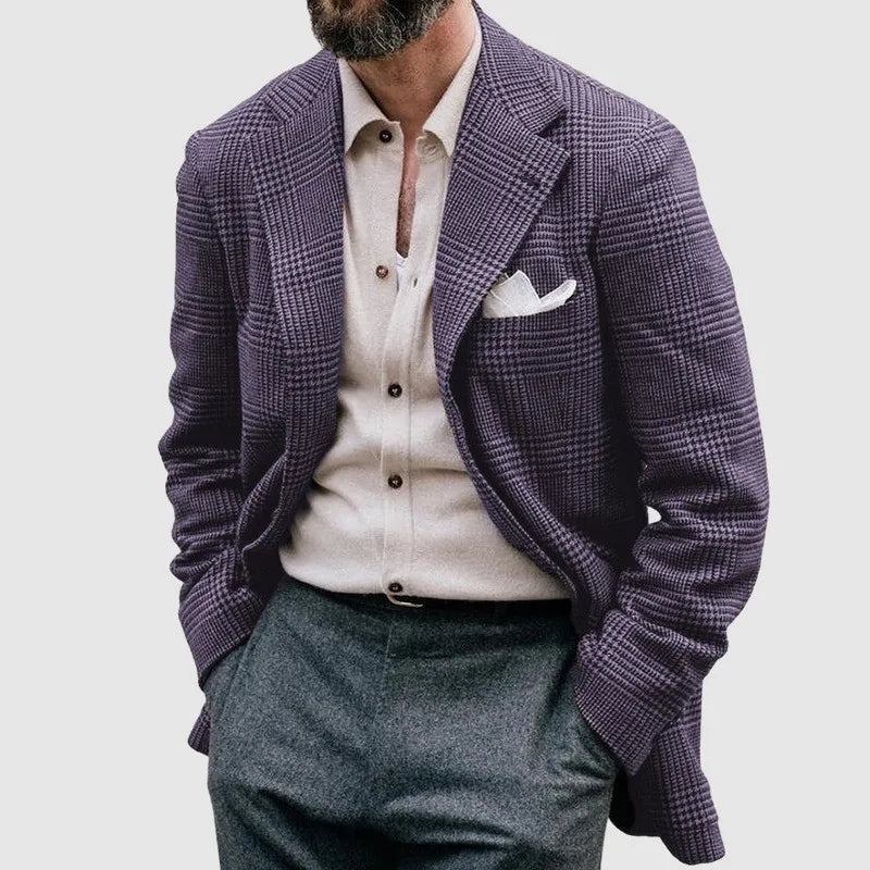 Men's Plaid Suit Jacket - Timeless Fit Blazer - OutfitLondon