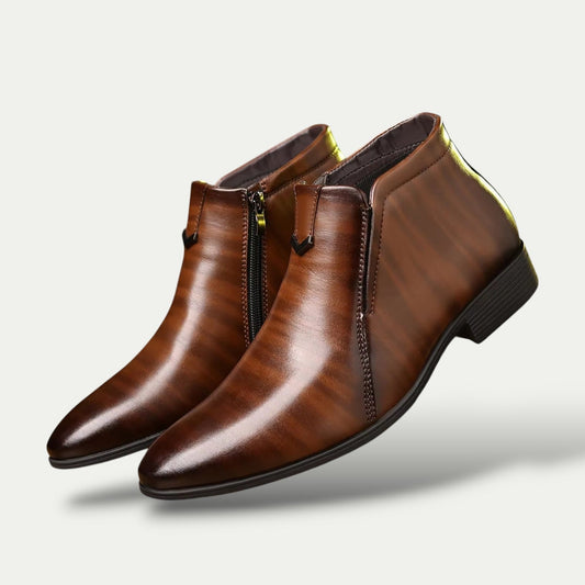 Men's Sleek Leather Ankle Boots - OutfitLondon