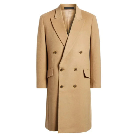Men's Wool Trench Coat Beige Triple Button - OutfitLondon