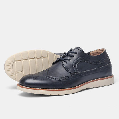 Men's Leather Lace Up Dress Shoes - Elegant Wingtip Style
