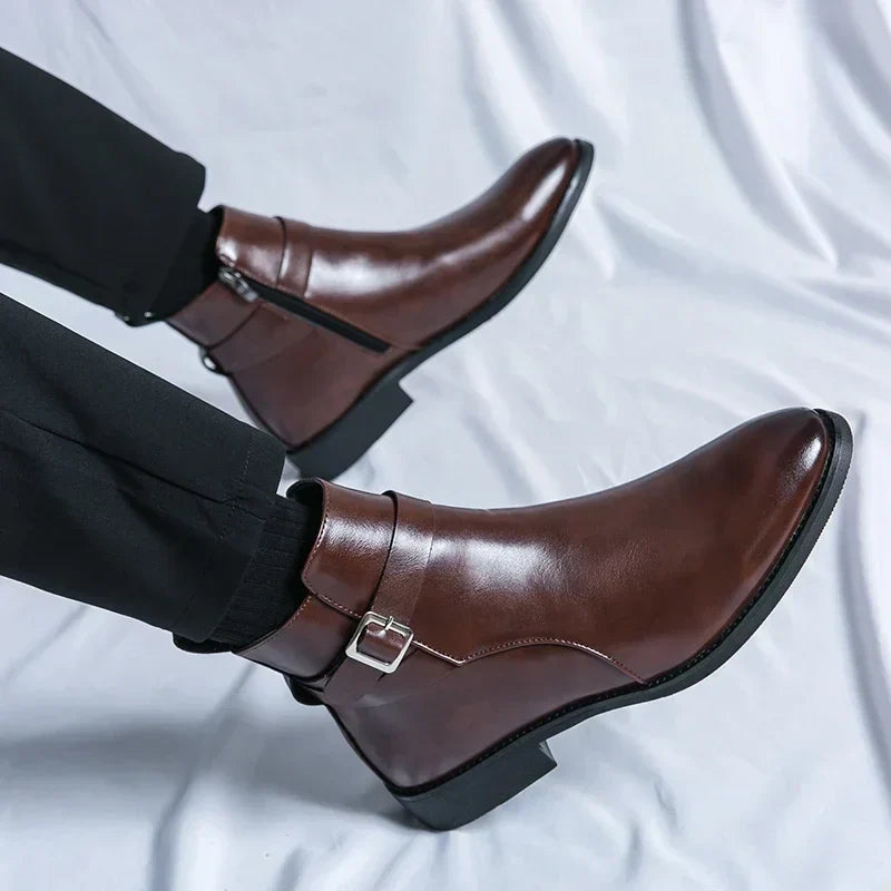 Men's Smart Leather Chelsea Boots with Zip