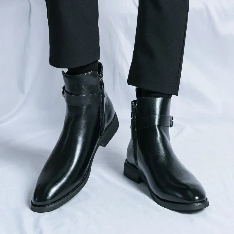Men's Smart Leather Chelsea Boots with Zip
