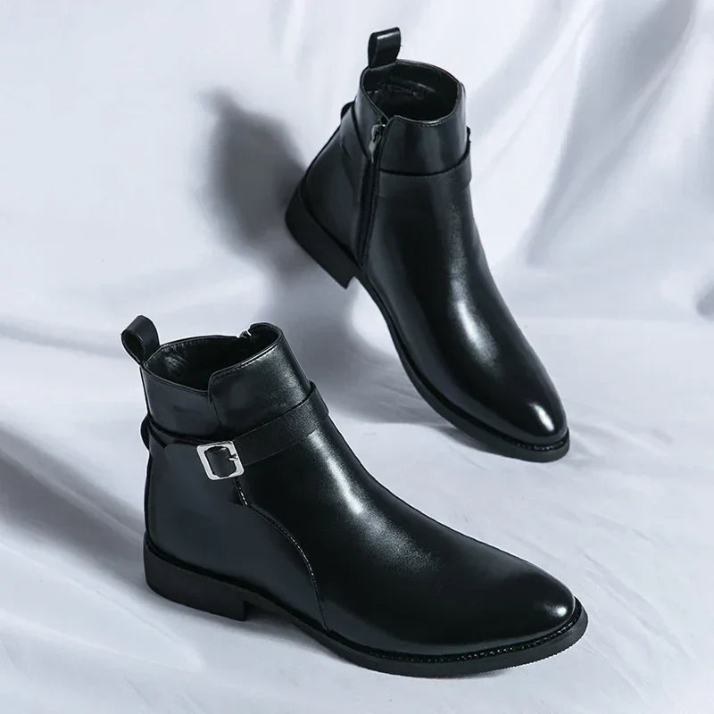 Men's Smart Leather Chelsea Boots with Zip