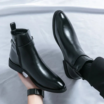 Men's Smart Leather Chelsea Boots with Zip