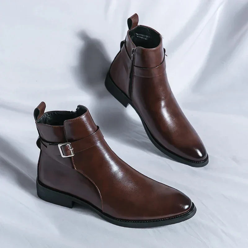 Men's Smart Leather Chelsea Boots with Zip