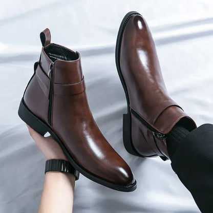 Men's Smart Leather Chelsea Boots with Zip