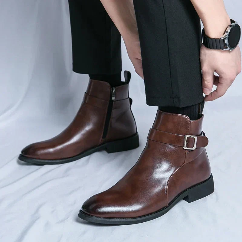 Men's Smart Leather Chelsea Boots with Zip