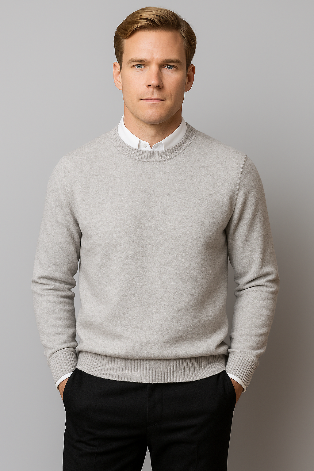 Men's Simple Crew Neck Jumper – Classic Long Sleeve Pullover